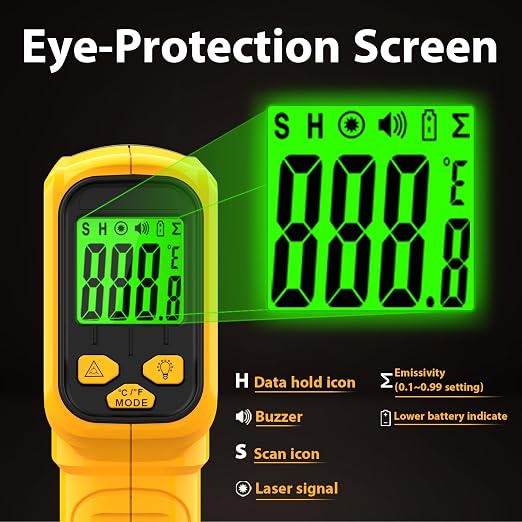 FKM Infrared Thermometer Gun Non-Contact Laser Temperature Gun, -58°F~986°F - Image 8