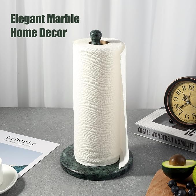 Koville Italian Natural Marble Paper Towel Holder Countertop, Genuine Stone - Image 7