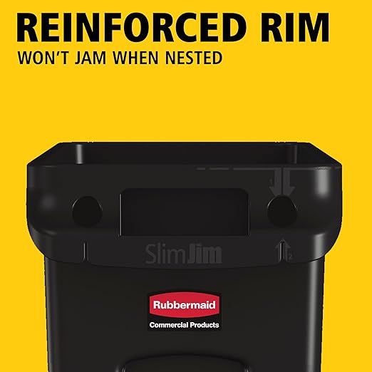 Rubbermaid Commercial Products Slim Jim Plastic Rectangular Trash/Garbage Can - Image 2