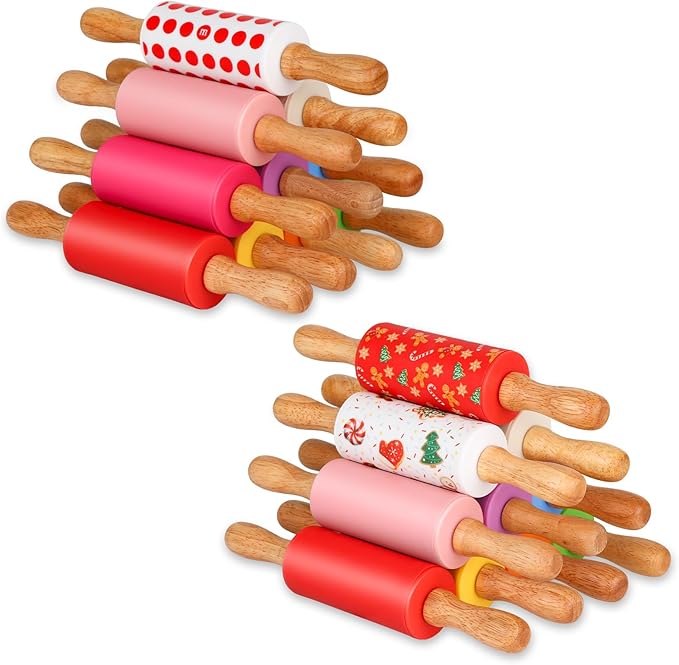 Mini Silicone Rolling Pin for Kids, Non-stick Surface Wood Handle, 9 Inch 20 by Honglida