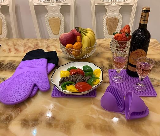 Silicone Oven Mitts and Pot Holders Sets, MTZRFLL Extra Long Heat Resistant - Image 2