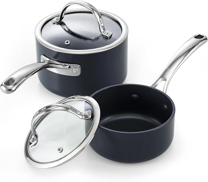 Cooks Standard Nonstick Sauce Pan Set, 1Qt & 2Qt Hard Anodized Saucepans by CooksStandard