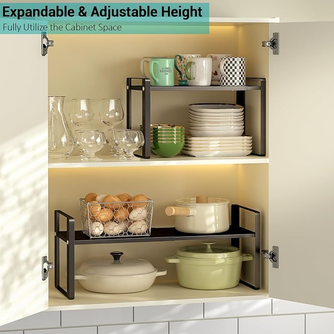 Expandable Cabinet Organizer Shelves, 88lbs High Weight Capacity, Heavy-Duty - Image 3