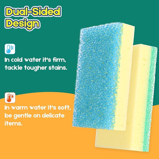 LAUNDRYLUX Scrub Sponge, Dual-Sided Temperature-Responsive Scrubber - Image 4