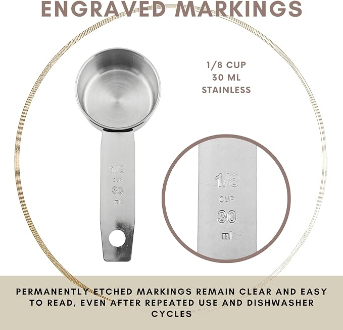 1/8 Cup Stainless Steel Measuring Cup | Sturdy Metal 30 ml | 30 cc | 1 oz | - Image 5