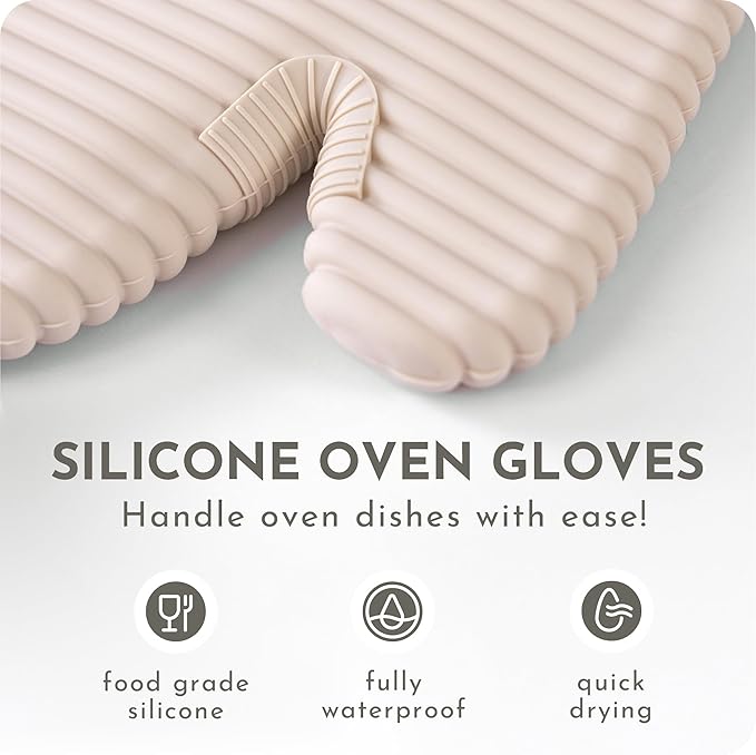Extra Long Silicone Oven Mitts and Pot Holders Sets | Heat Resistant 500°F - Image 7