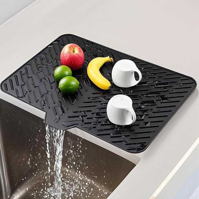 Silicone Dish Drying Mat 23x17, Food-Grade Silicone, Easy Clean Pad - Image 2