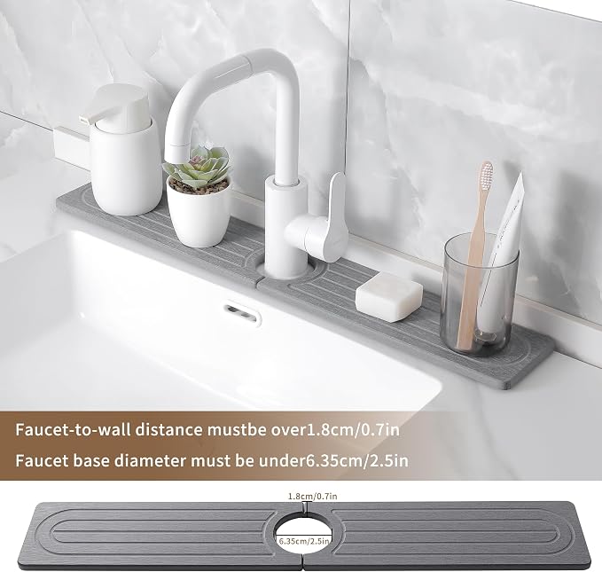 Faucet Mat for Kitchen Sink -Diatomite Stone Drying Mat for Kitchen Counter & - Image 4