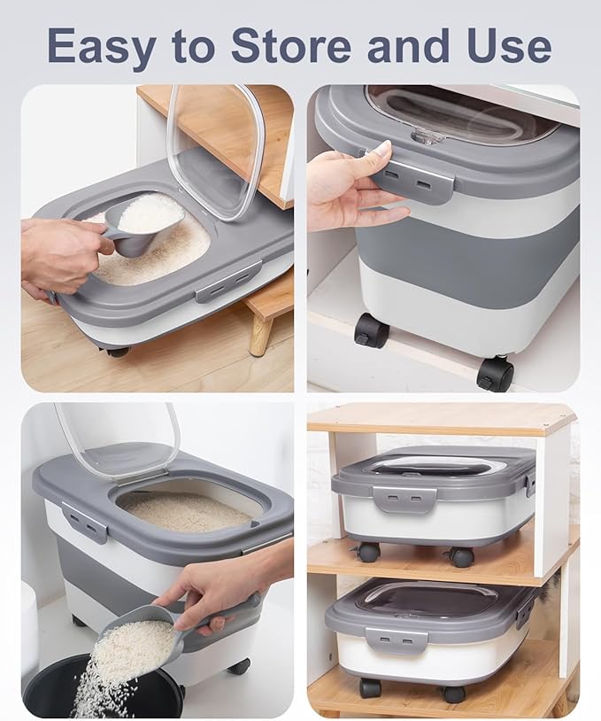 20-30 Lbs Rice Storage Container, Collapsible Food Storage Containers - Image 4