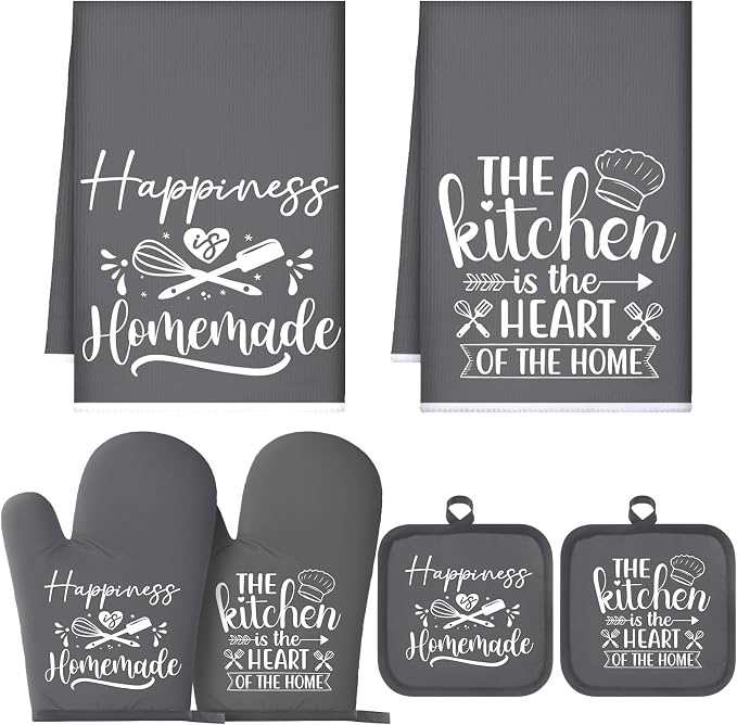 Sratte 6 Pcs Kitchen Decor Accessories Set Farmhouse Towels Pot Holders Oven by Sratte