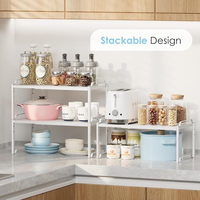 2 Pack 11” Width Expandable Kitchen Cabinet Organizer Shelves, Heavy Duty - Image 5