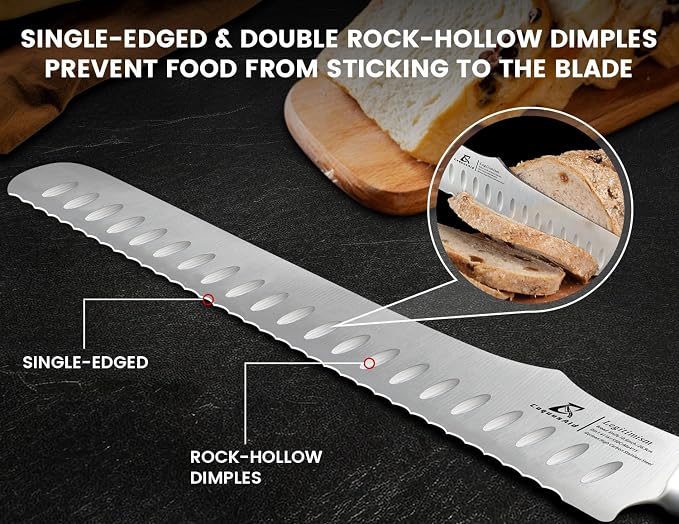 CoquusAid Bread Knife for Homemade Bread, 10.6 Inch Multifunction Serrated Knife - Image 7