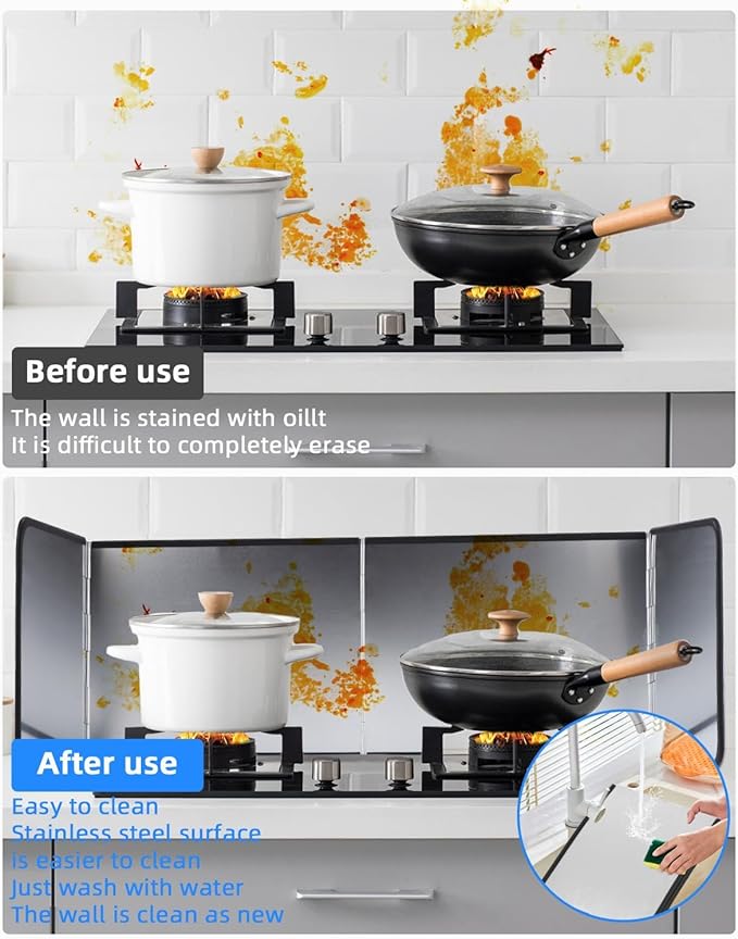 4 Sided Splatter Guard Foldable Stainless Steel Stove Splash Guard 11.8″ Height - Image 4