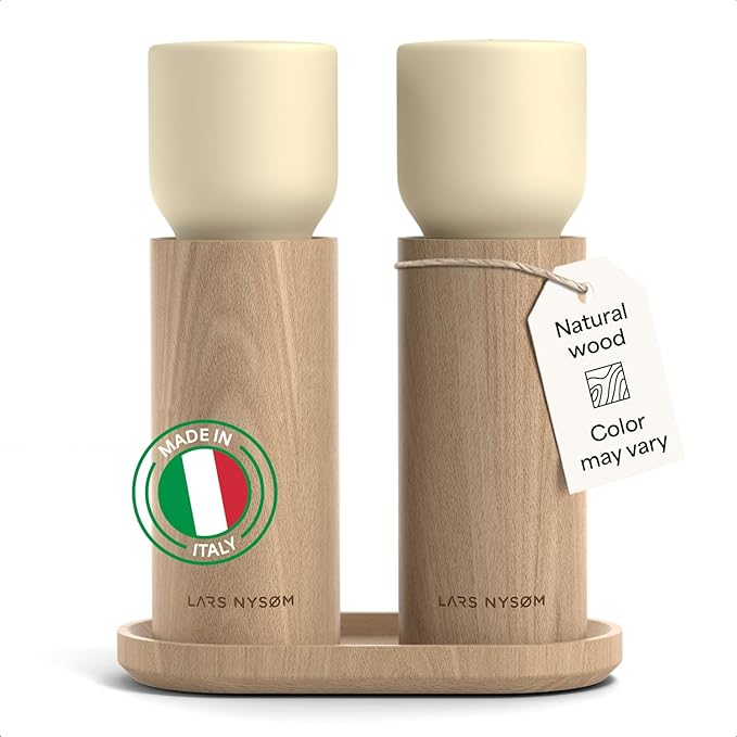 LARS NYSØM Wooden Salt and Pepper Grinder Set Manual by LN