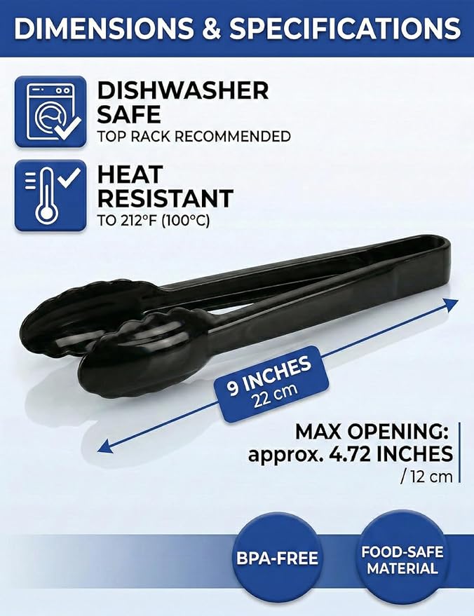 40 Pcs Plastic Tongs for Serving 9 Inch, Kitchen Utensils Set Salad Tongs Bulk - Image 2