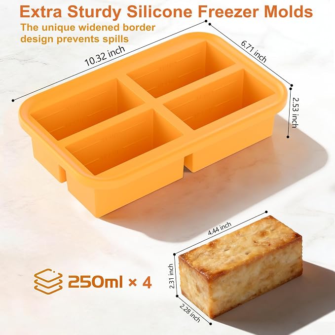 Bangp Silicone Freezer Tray for Soup Ice Cubes, 1-Cup Freezing Tray - Image 5