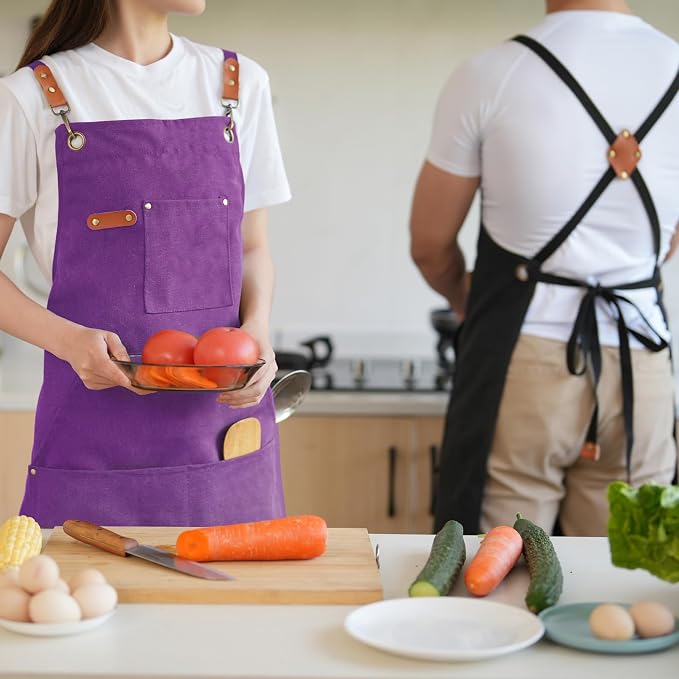 Aoomzoon Canvas Aprons for Men Chef Apron, Work Apron - 16oz Heavy Duty Cross - Image 5