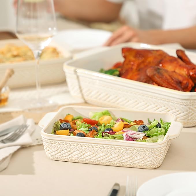 Casserole Dishes for Oven, Ceramic Baking Dishes Set of 3, Rectangular Lasagna - Image 6