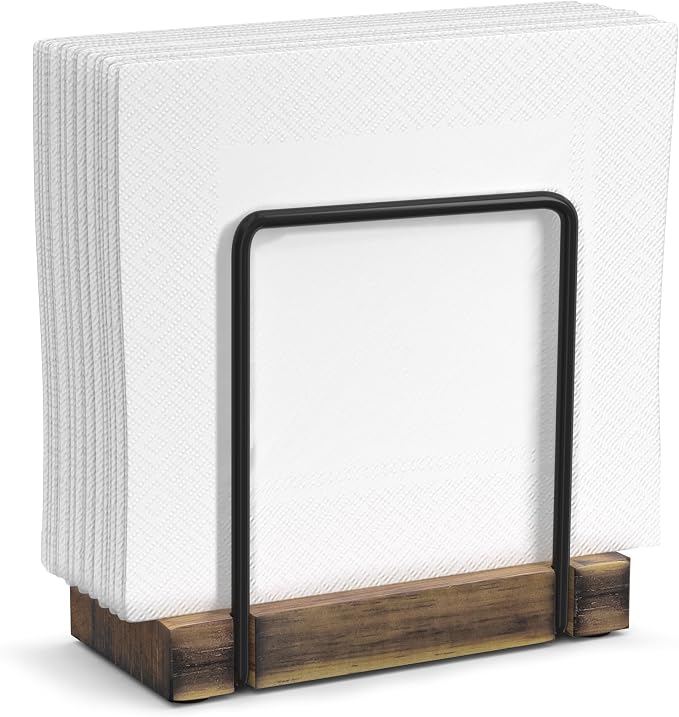 Napkin Holder for Table, Wood Iron Standing Napkin Dispenser for Dining Table by Wican