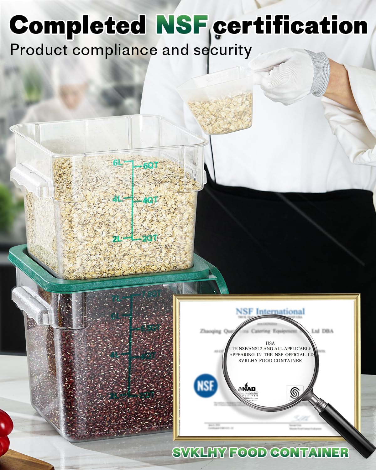 2QT&4QT NSF Food Storage Containers: 8 PCS[Food Grade]