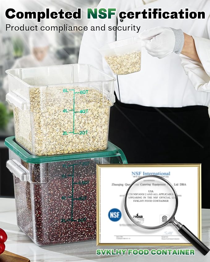 4L NSF Food Storage Containers: 4 PCS Commercial Clear Food Storage Containers - Image 4