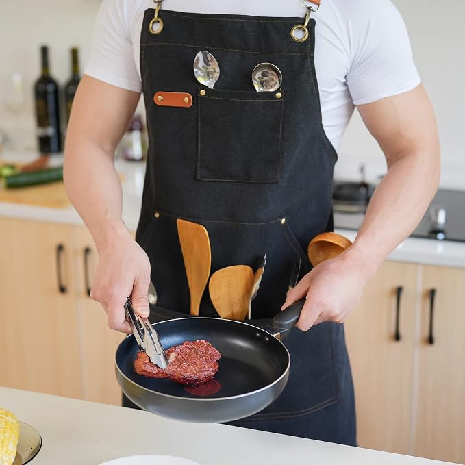 Aoomzoon Canvas Aprons for Men Chef Apron, Work Apron - 16oz Heavy Duty Cross - Image 3