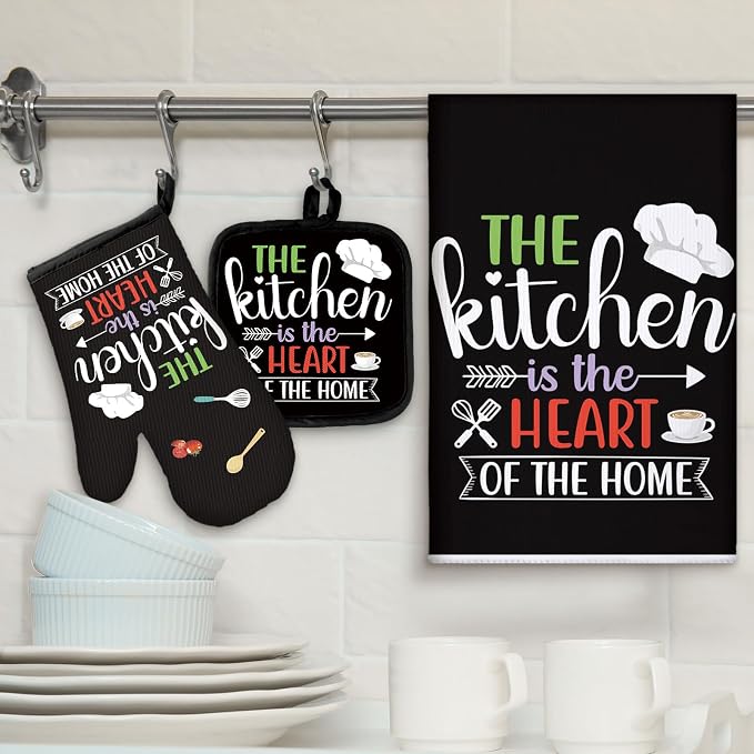 Sratte 6 Pcs Kitchen Decor Accessories Set Farmhouse Towels Pot Holders Oven - Image 2