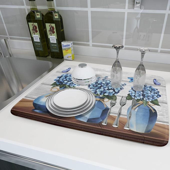 Giwawa Blue Hydrangea Dish Drying Mat - Image 6