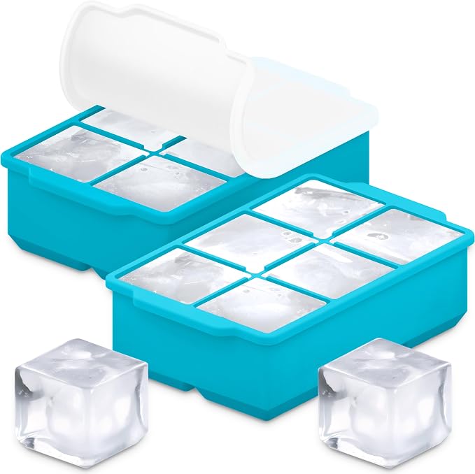 KitchFort Large Silicone Ice Cube Tray, Easy Release 2" Big Ice Cubes by KitchFort
