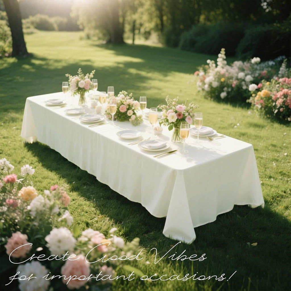 WIGENIUS 6 Pack Ivory Table Cloth Rectangle 60X102 Inch Tablecloth Fit