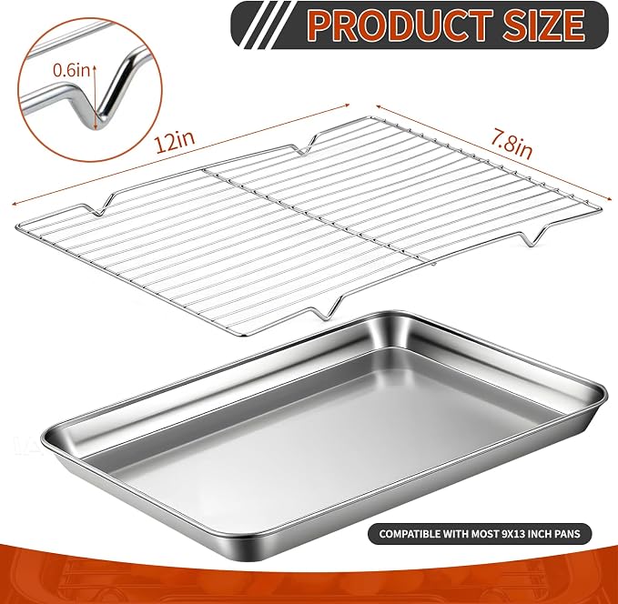 Roasting Rack for 9x13 Inch Pan, Stainless Steel Roasting Rack Insert, - Image 6
