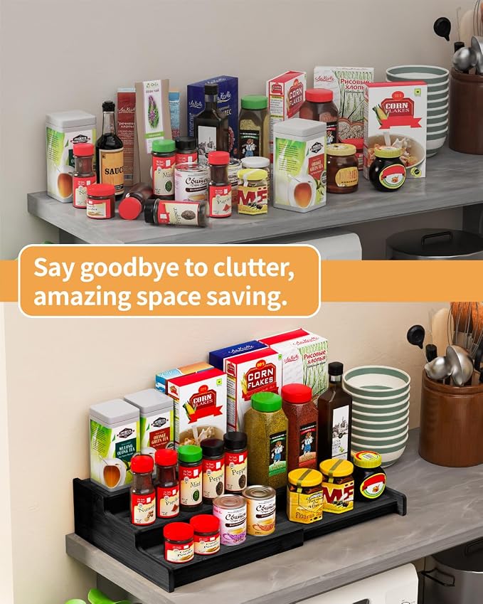 VenDotbi Spice Rack, 3-Tier Expandable Bamboo Spice Rack Organizer - Image 2