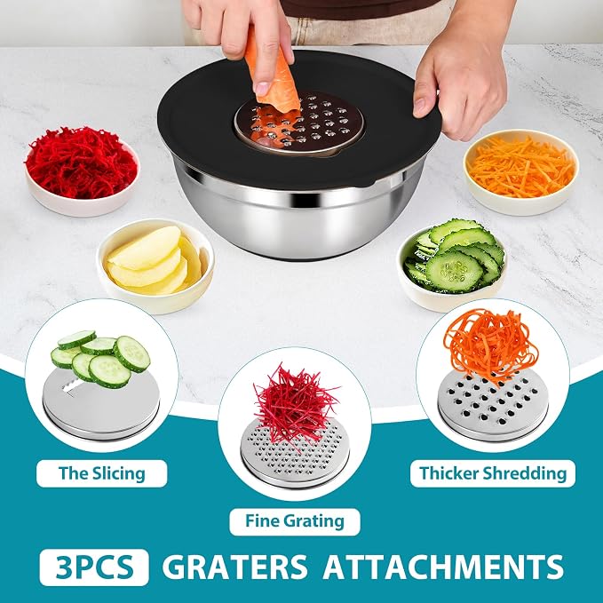 20-Piece Mixing Bowls Set with Airtight Lids – 6 Stainless Steel Kitchen Bowls - Image 4