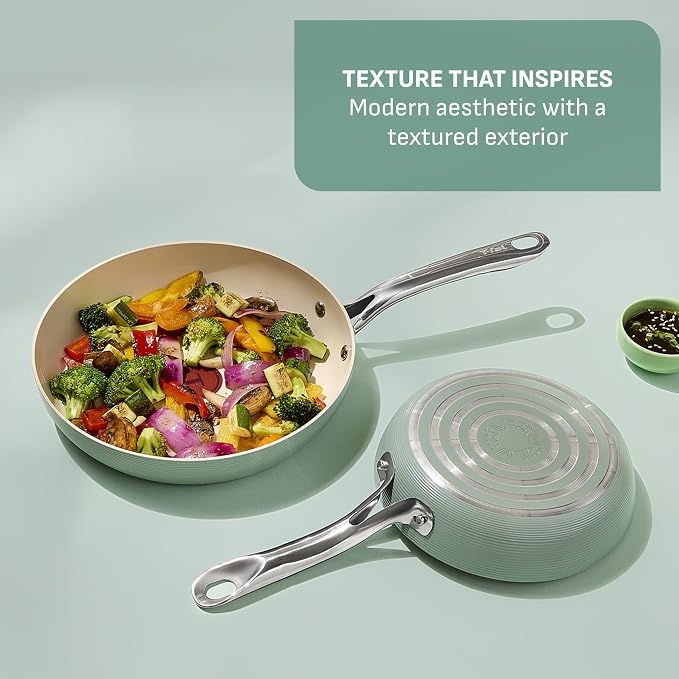 T-Fal Inspire Ceramic Nonstick Frying Pan 2-Pc Set, Oven Broiler Safe up to - Image 3