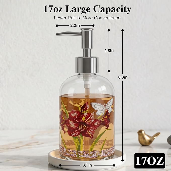 17oz Glass Soap and Lotion Dispenser Bottle - Image 8
