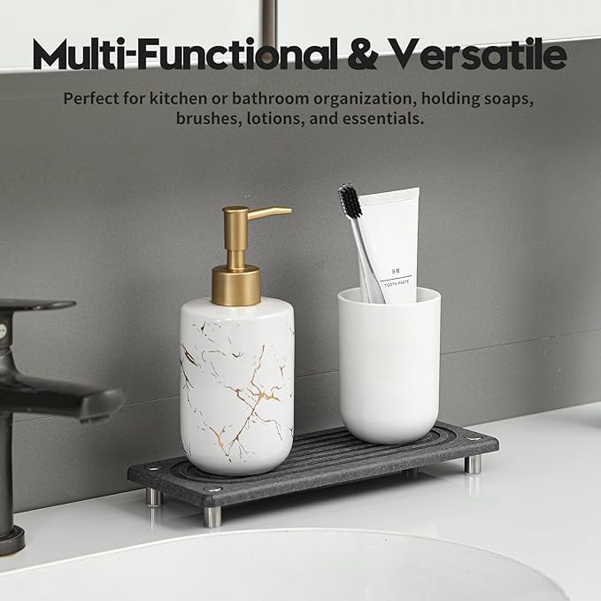 Razborci Water Absorbing Stone Sink Caddy Kitchen Sink Organizer Tray, - Image 2
