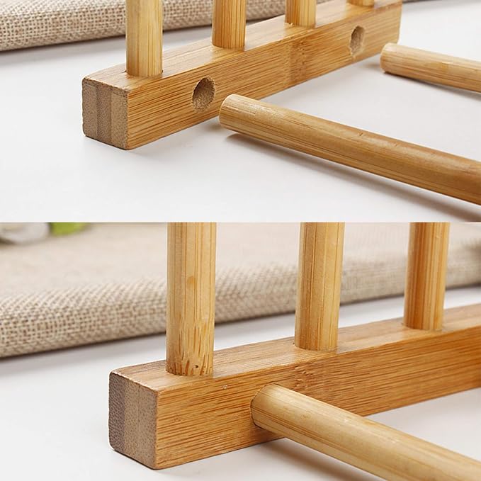 YWSHF Bamboo Wooden Dish Rack Dishes Drainboard Drying Drainer Storage Holder - Image 8