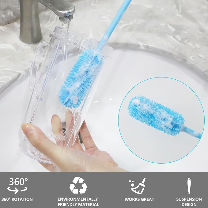 15.7" Silicone Bottle Brush, ddLUCK Water Bottle Cleaner Brush - Image 4