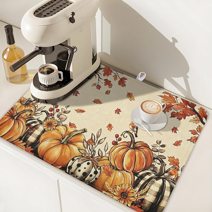 Fall Orange Pumpkin Dish Drying Mat - Image 7