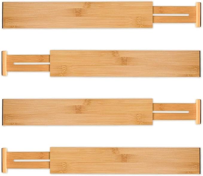 Utoplike 4 pcs Bamboo Kitchen Drawer Dividers Large, Adjustable Drawer - Image 9