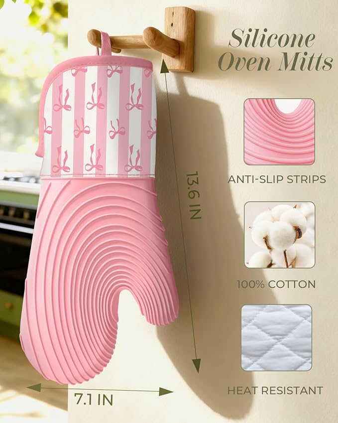 Slohif Long Silicone Oven Mitts Heat Resistant - Image 2