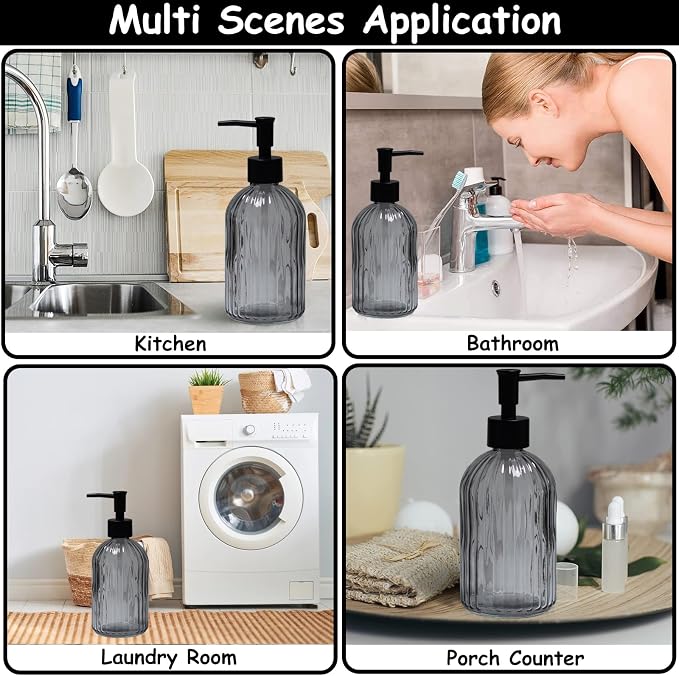 Gray Glass Soap Dispenser Set - Image 5