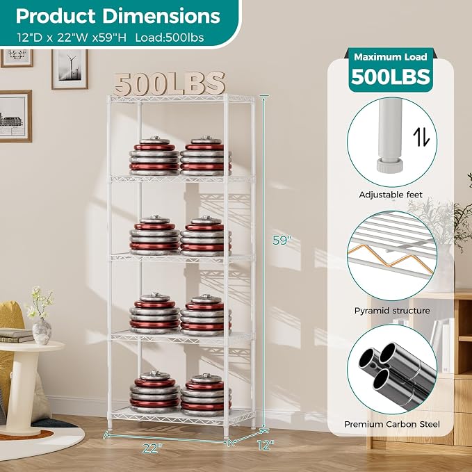 SINGAYE Shelf Wire Shelving Adjustable Storage Shelves Rack Standing Units - Image 9