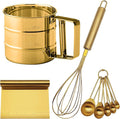 Gold Flour Sifter Baking Tool Set, findTop Stainless Steel 4-Piece Kit by findTop