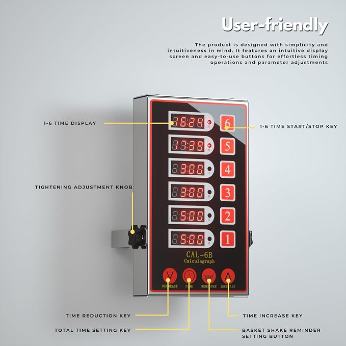 Commercial Kitchen Timer with 6 Channels, Professional LED Digital Timer - Image 6