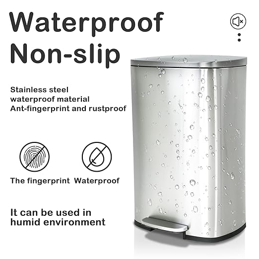 50 Liter / 13 Gallon Kitchen Trash Can, Stainless Steel - Image 5