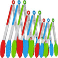 9 Pieces Silicone Tongs for Cooking 7, 12 inches Kitchen Tongs by Beieverluck