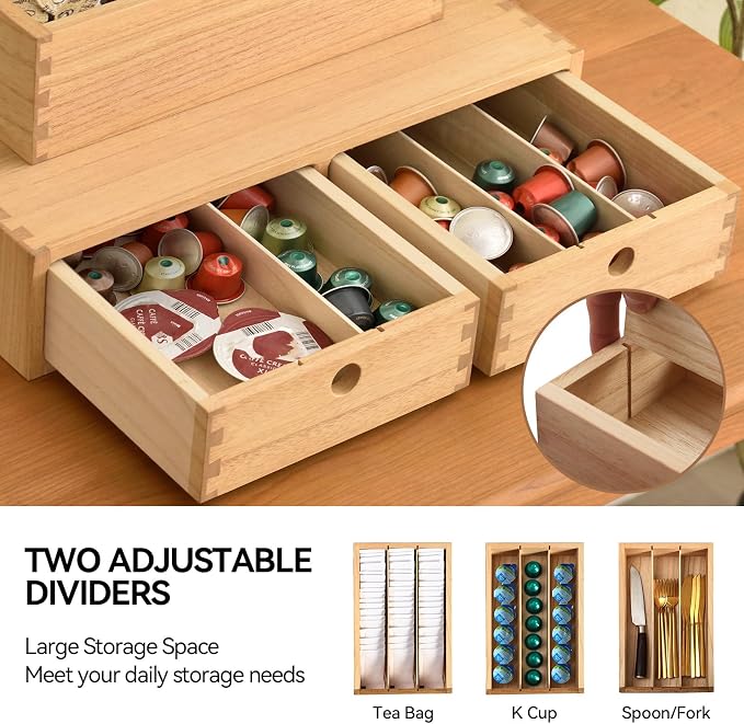 KIRIGEN Wooden Coffee Station Organizer 2-Piece Set - Image 4