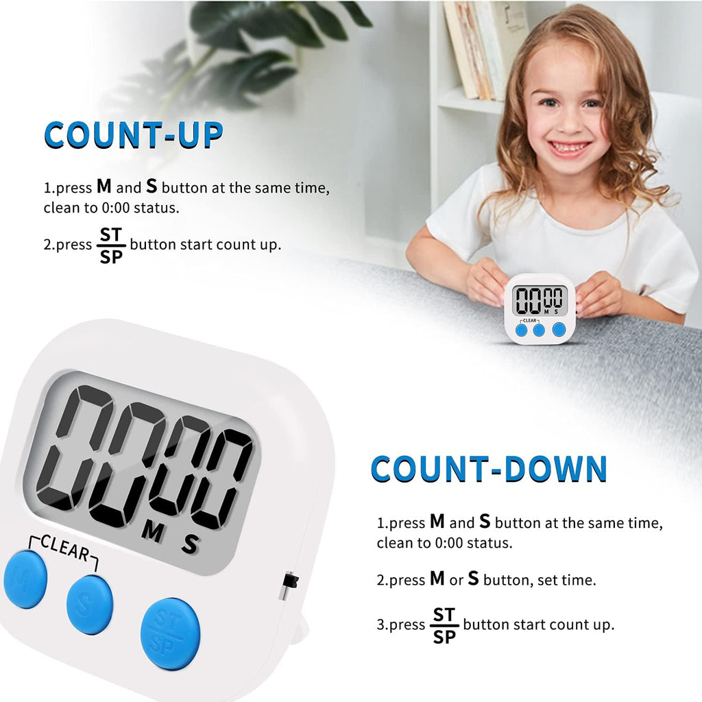 LinkDm 6 Pack Small Digital Kitchen Timer Magnetic Back and ON/Off
