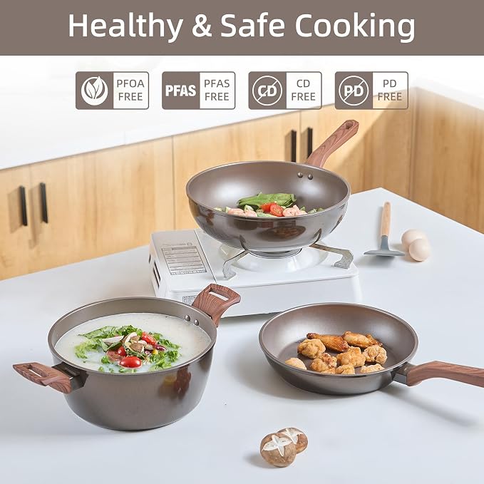 10 Pcs Pots and Pans Set Non Stick, Kitchen Cookware Sets - Image 3